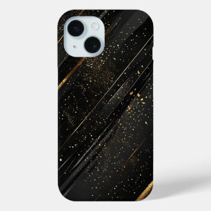 Elegant Black and Gold Abstract Background iPhone 15 Case