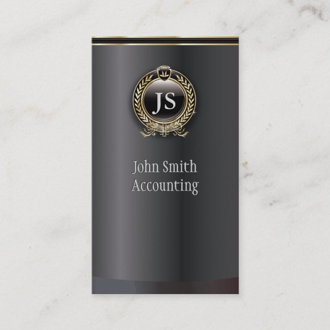 Elegant Black and Gold Accountant Business Card (Front)