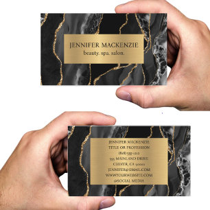 Elegant Black and Gold Agate Luxury Business Card