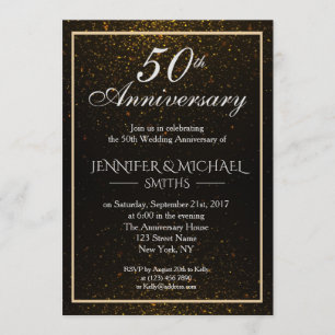 Elegant Black and Gold Anniversary Invite