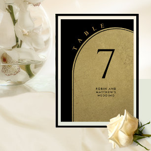Elegant Black and Gold, Arch Wedding Table Number