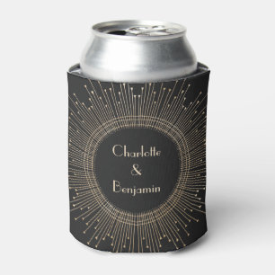 Elegant Black and Gold  Art Deco Wedding Custom  Can Cooler