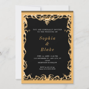 Elegant Black and Gold Art Deco Wedding Invitation
