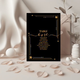 Elegant Black and Gold Art Deco  Wedding Table Number