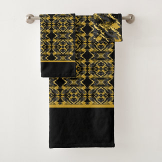 Elegant Black and Gold Bath Towel Set