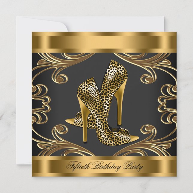Elegant Black and Gold Birthday Party Invitation (Front)