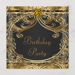 Elegant Black and Gold Birthday Party Invitations