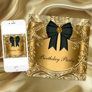 Elegant Black and Gold Birthday Party Invitations