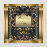 Elegant Black and Gold Birthday Party Invitations<br><div class="desc">Beautiful gold swirls black and gold birthday party invitation template. This elegant black and gold birthday party invitation is easily customised for your event by simply choosing the "Customise it!" button to begin adding your event details, font style, font size & colour, and wording. Please note - all of the...</div>