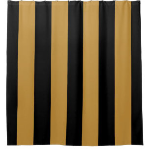 Elegant Black and Gold Bold Vertical Stripes Shower Curtain