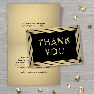 Elegant Black and Gold Border Stylish Typography Thank You Card