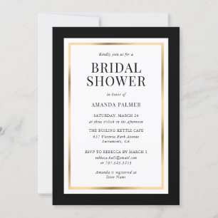 Elegant Black and Gold Bridal Shower Invitation