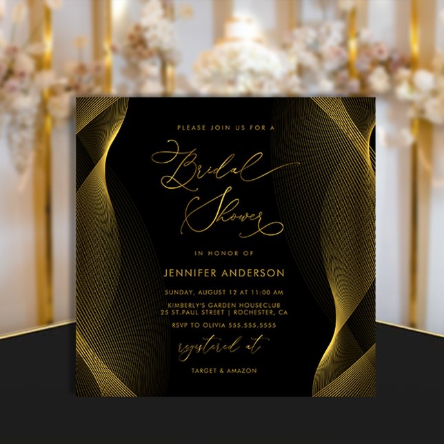 Elegant Black and Gold Bridal Shower Invitation (Creator Uploaded)