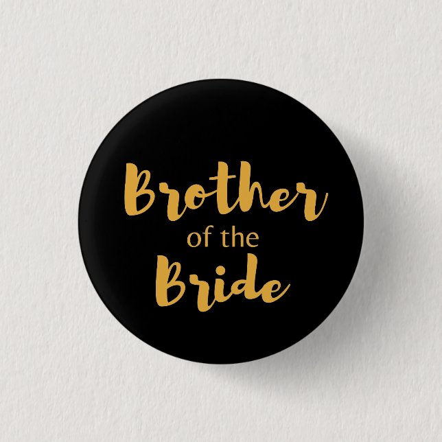 Elegant Black and Gold Brother Of The Bride 3 Cm Round Badge (Front)