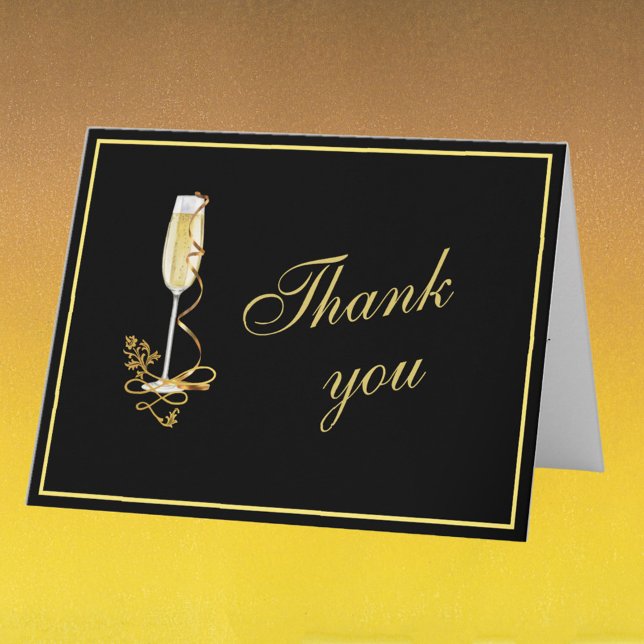 Elegant Black and Gold Budget Retirement Thank You Card (Creator Uploaded)