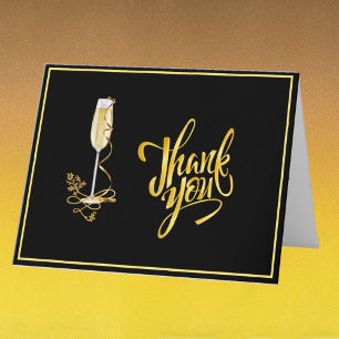 Elegant Black and Gold Budget Retirement Thank You Card