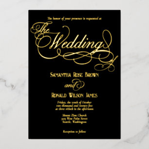 Elegant Black and Gold Calligraphy Wedding