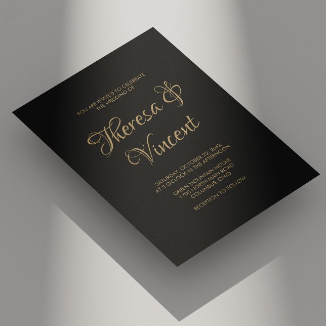 Elegant Black and Gold Calligraphy Wedding Invitation (Elegant Black and Gold Calligraphy Wedding Invitation)