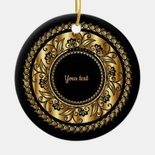 Elegant Black and Gold Ceramic Ornament
