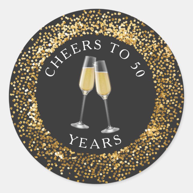 Elegant Black and Gold Cheers Birthday Sticker (Front)