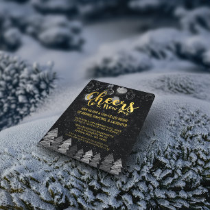 Elegant Black and Gold Cheers New Year's Eve Party Invitation