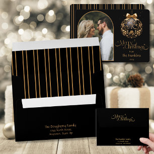Elegant Black and Gold Christmas Envelope