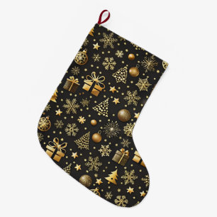  Elegant Black and Gold Christmas Stocking Holiday