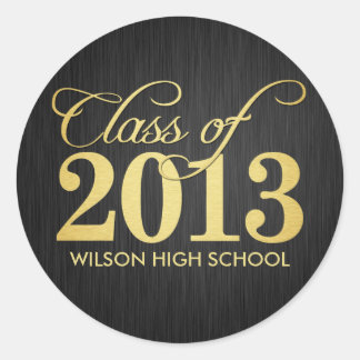 Elegant black and gold Class of 2013 Classic Round Sticker