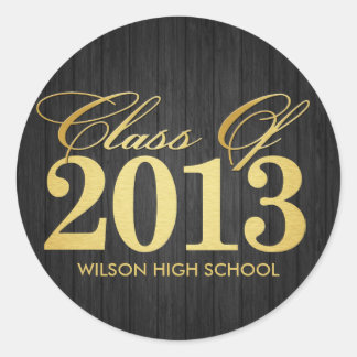 Elegant Black and Gold Class of 2013 Classic Round Sticker