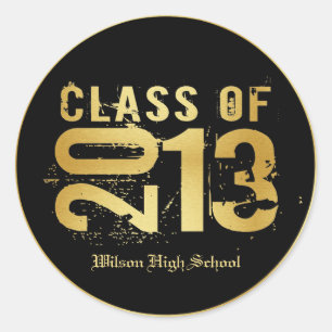 Elegant Black and Gold Class of 2013 Classic Round Sticker
