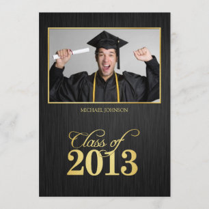 Elegant black and gold Class of 2013 Graduation Invitation
