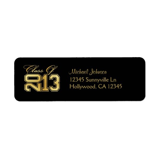 Elegant Black and Gold Class of 2013 Return Address Label