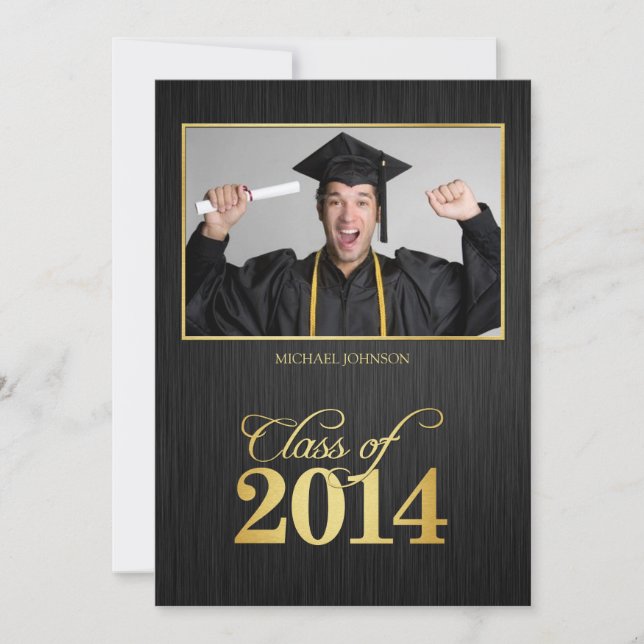 Elegant black and gold Class of 2014 Graduation Invitation (Front)