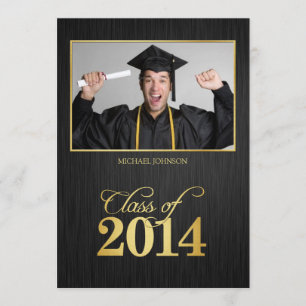 Elegant black and gold Class of 2014 Graduation Invitation