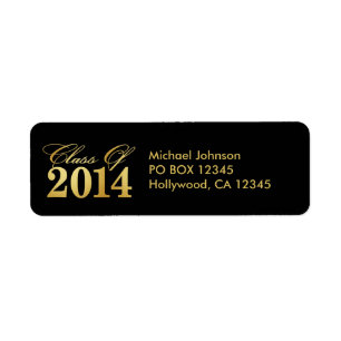 Elegant Black and Gold Class of 2014 Return Address Label