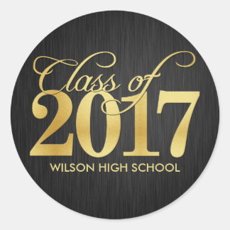 Elegant black and gold Class of 2017 Classic Round Sticker