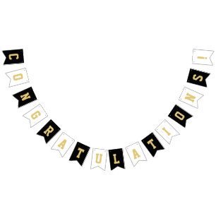 Elegant Black and Gold Congratulations Graduation Bunting