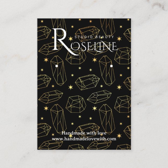 Elegant Black and gold Crystal jewlery display Business Card (Front)