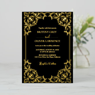 Elegant Black and Gold Damask Wedding