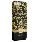 Elegant Black and Gold Damask with Monogram