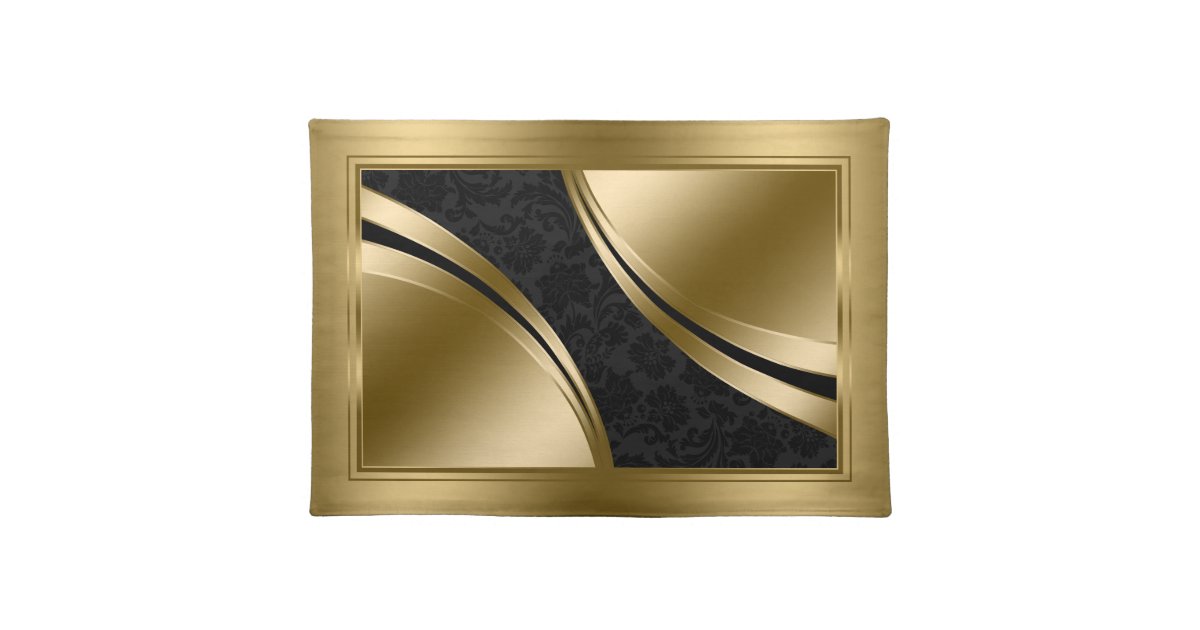 Elegant Black And Gold Damasks Placemat Zazzle
