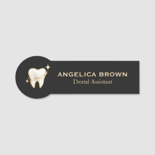 Elegant Black and Gold Dental Assistant Name Tag