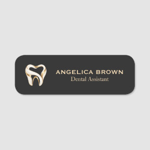 Elegant Black and Gold Dental Assistant Name Tag