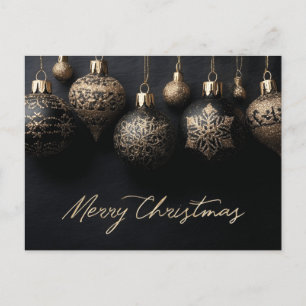 Elegant Black and Gold Design Christmas Ornaments Holiday Postcard