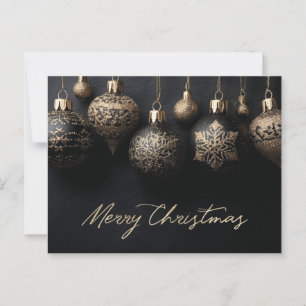 Elegant Black and Gold Design Christmas Ornaments Postcard
