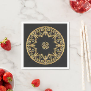 Elegant black and gold design napkin