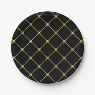 Elegant Black and Gold Design Paper Party Plates