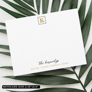 Elegant Black And Gold Family Name Monogram Card