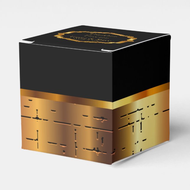 Elegant Black and Gold Favour Box (Front Side)