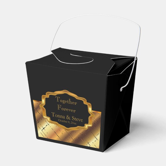Elegant Black and Gold Favour Box (Front Side)